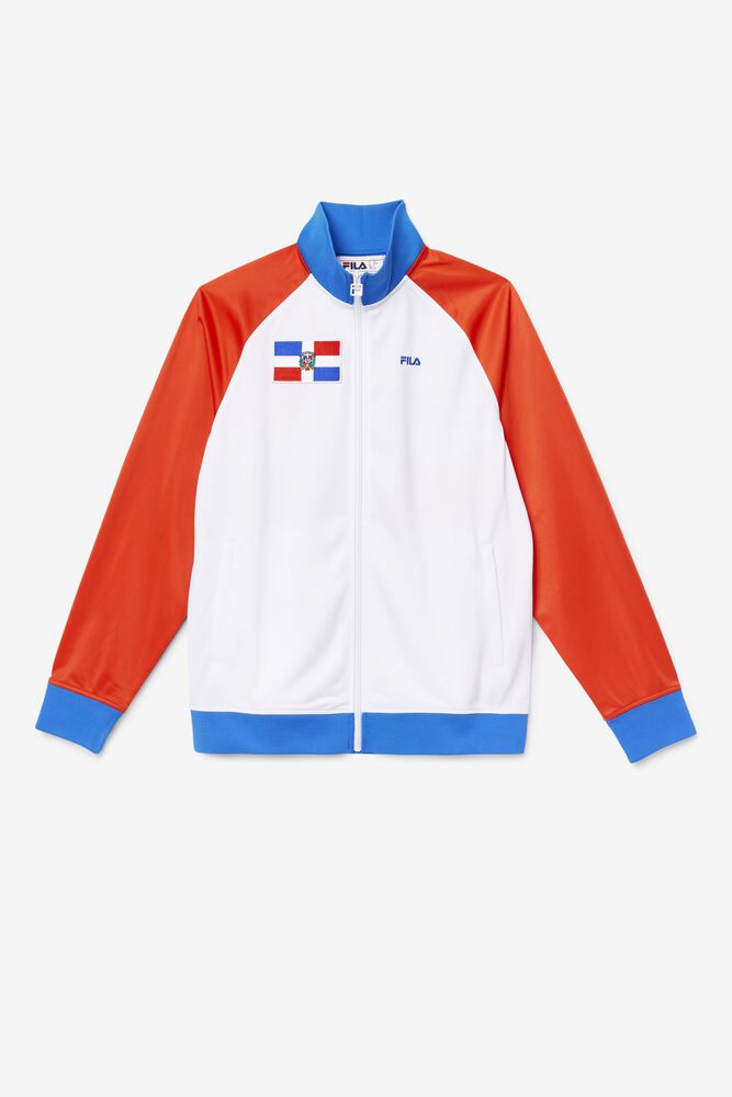 Fila Dominican Republic Track White Jacket Mens - NZ 38175-KFZR